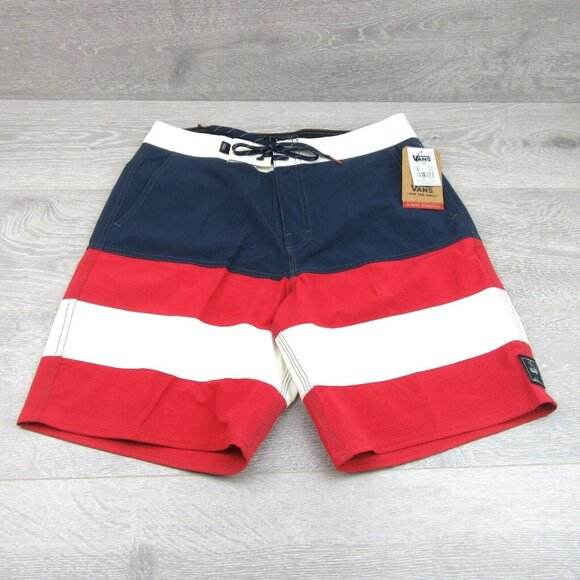 Vans Era USA Striped Panel Boardshort Swim Trunks Men's Size 30 NEW - Picture 2 of 12